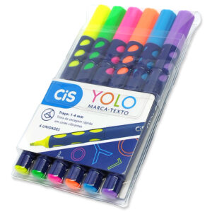 Marca-Texto YOLO CiS Cores Vibrantes - 6 Unidades