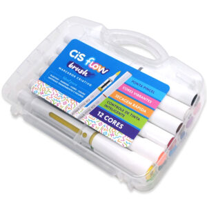 Marcador Criativo CiS Flow BRUSH Estojo Maleta - 12 Cores