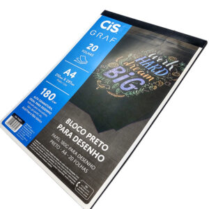 Bloco Preto Para Desenho Lettering CiS Graf A4 180g - 20 Fls
