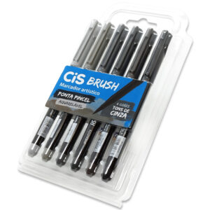 Marcador CiS Brush Ponta Pincel Aquarelável - 6 Tons Cinza