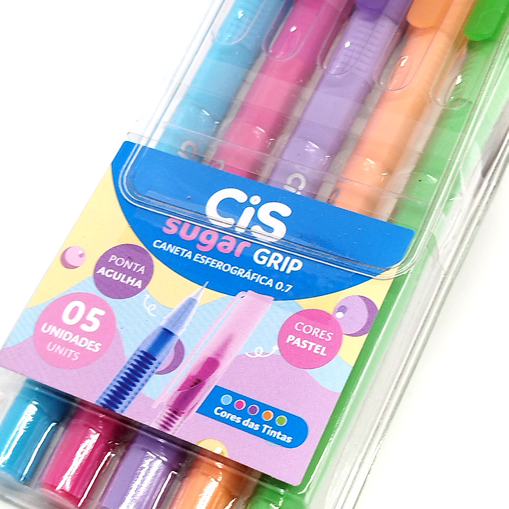Caneta Esferográfica Sugar Grip CiS 0.7mm - 5 Cores Pastel - Imagem 2