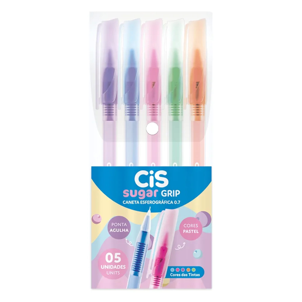 Caneta Esferográfica Sugar Grip CiS 0.7mm - 5 Cores Pastel - Imagem 3