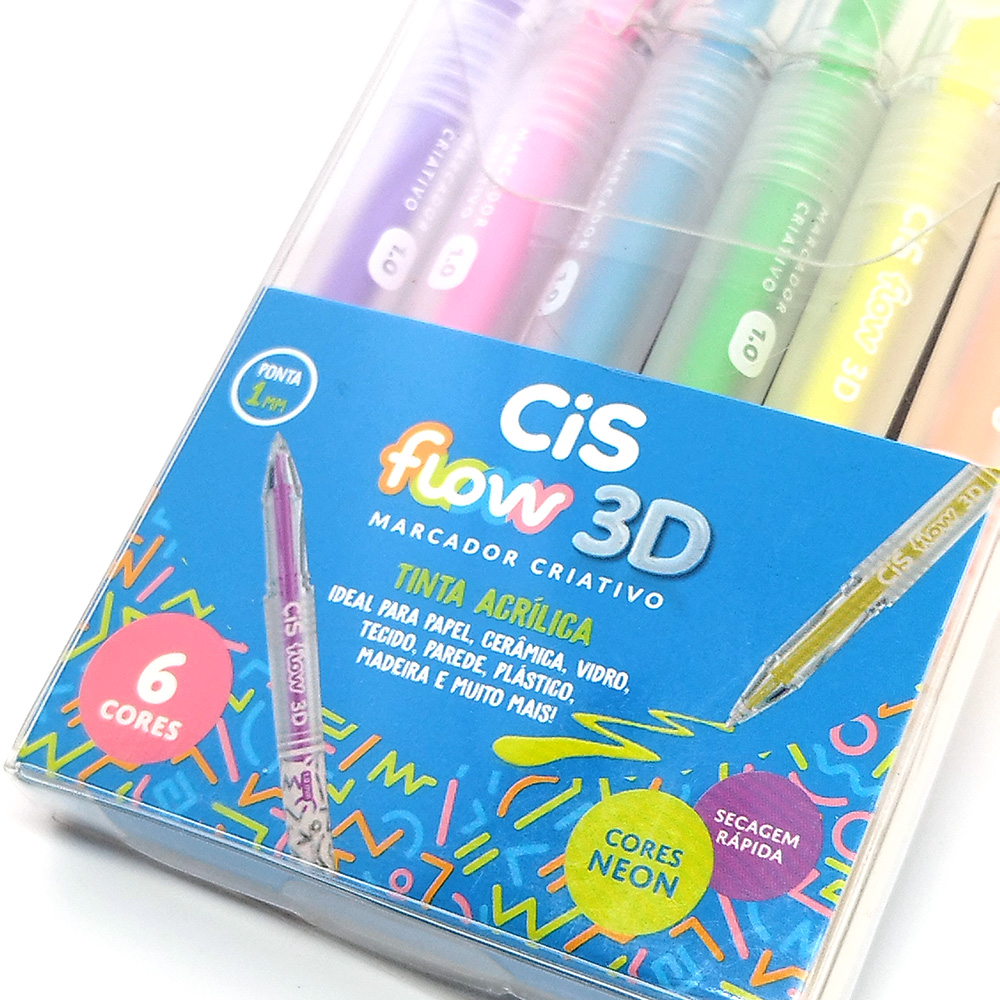 Marcador Criativo CiS Flow 3D 1.0mm - 6 Cores NEON - Imagem 3