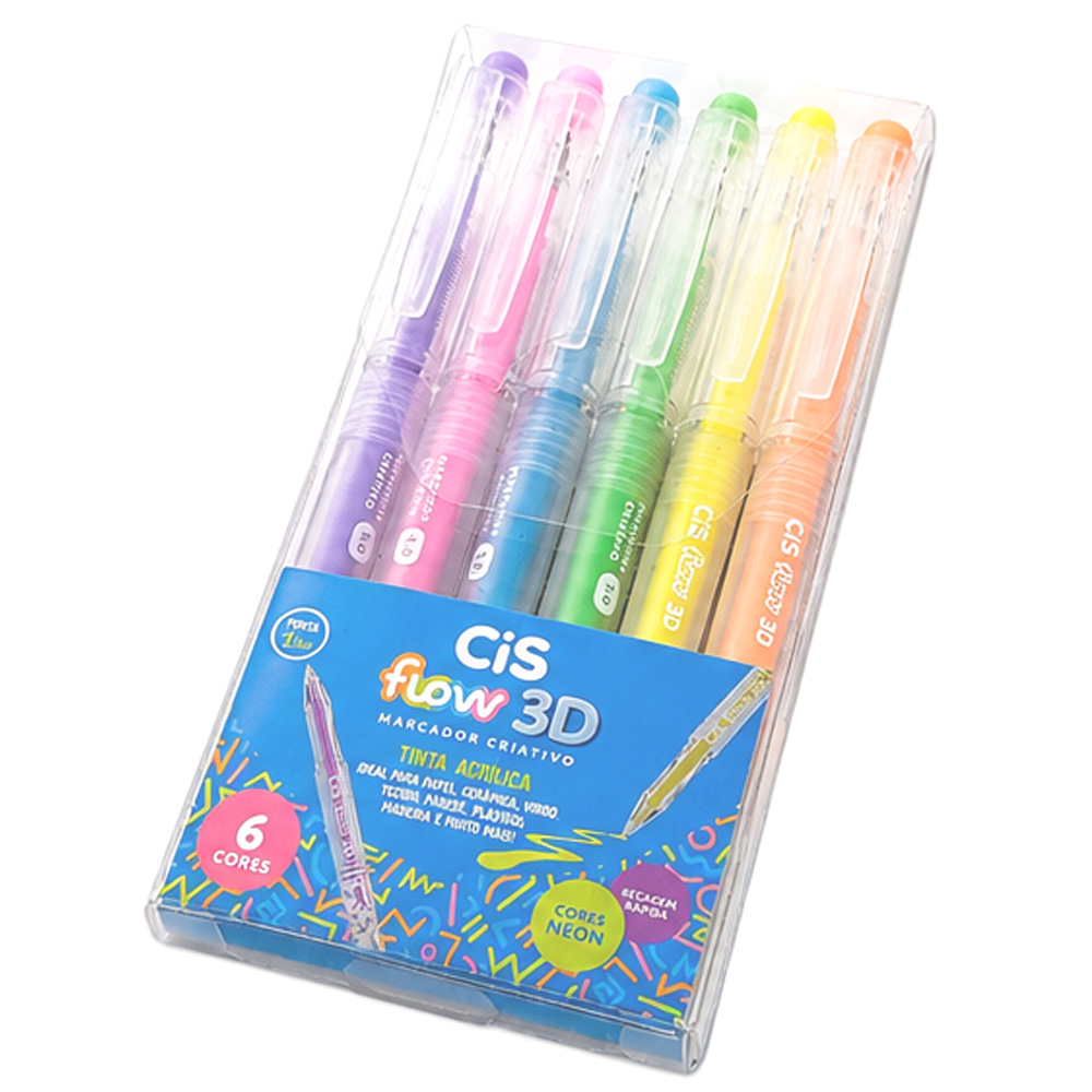 Marcador Criativo CiS Flow 3D 1.0mm - 6 Cores NEON - Imagem 5